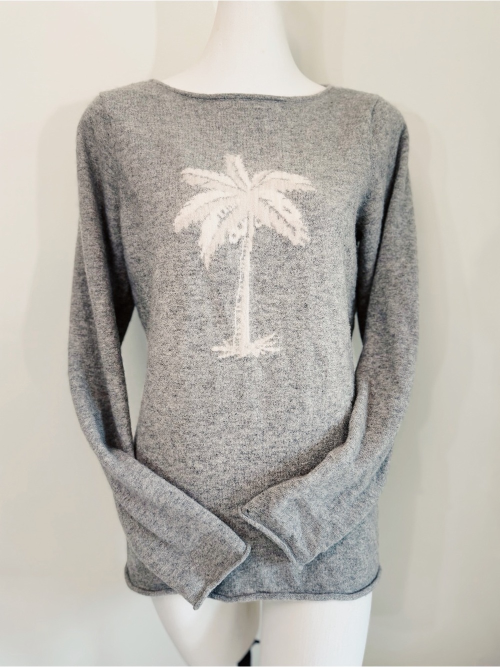 Tommy Bahama 100% Cashmere Palm Tree Sweater Gray Size Large | GUC
